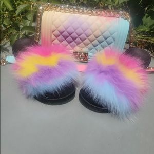 Fur Slides w/ Purse
